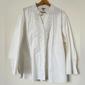 Harve Benard Cottagecore White Lace Trim embroidered Blouse luxury polka plus 3X
